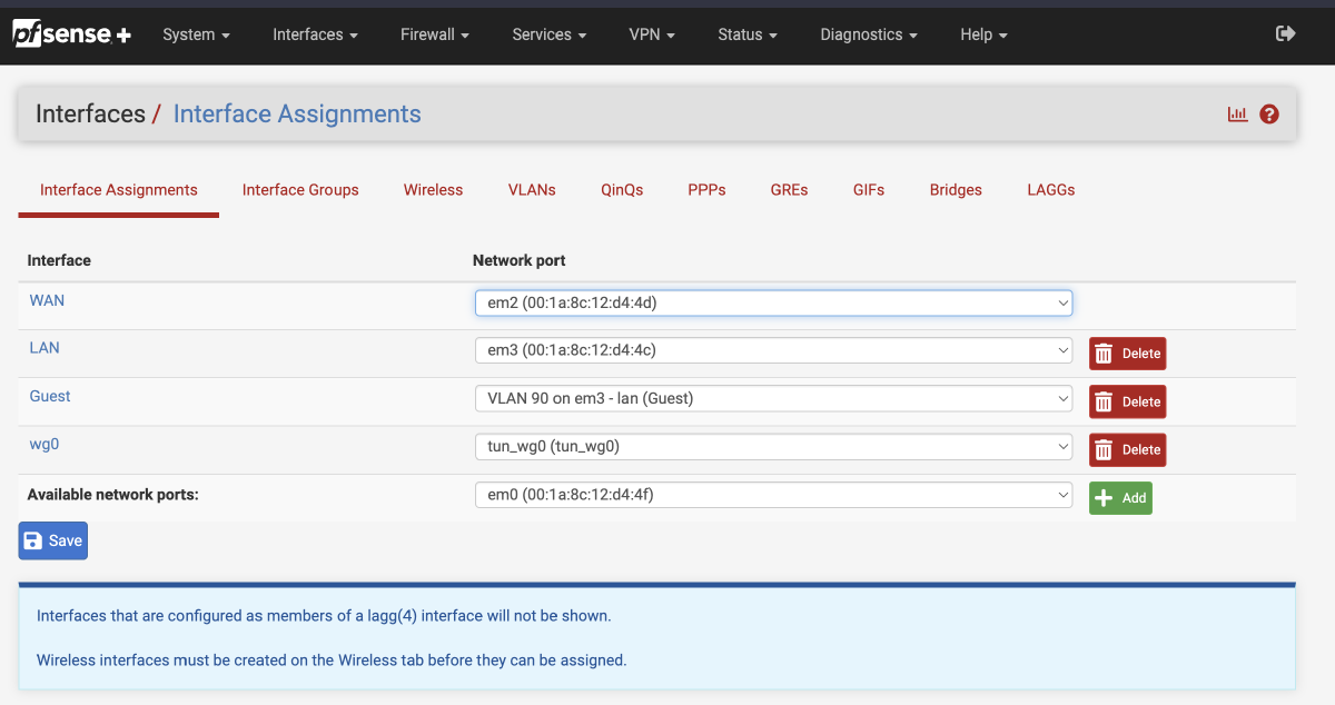 Site B Interface Assignment